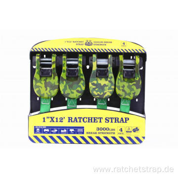 12Ft Ratchet Tie Down Lashing Belt with 1360KGS